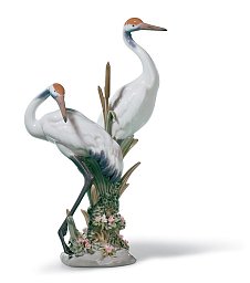 Фарфоровая скульптура пары журавлей Courting Cranes Lladro 01001611