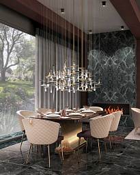 9821.150x50 Castro lighting Rainforest подвесной светильник с круглым корпусом и металлическими элементами