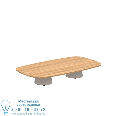 Овальный стол Conix 220x120 см, низкий, бетонный, со столешницей из тикового дерева Royal Botania