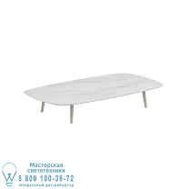 STYLETTO LOW LOUNGE TABLE 220x120CM ALU LEGS ГРИБНАЯ КЕРАМИЧЕСКАЯ СТОЛЕШНИЦА BIANCO STATUARIO Royal Botania