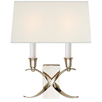 Cross Bouillotte Small Sconce полированный никель с льняным абажуром