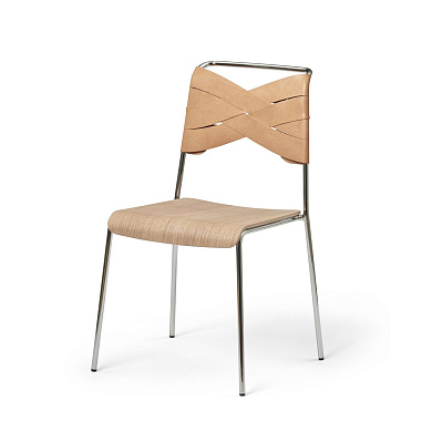 2426-8415 Torso Design House Stockholm Обеденный стул с хромированным каркасом и сиденьем натурального цвета