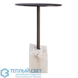 9128 Arteriors Jane приставной столик с круглой мраморной столешницей и золотистой ножкой