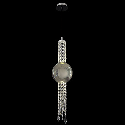 NAVAJO SP3W LED CHROME Crystal Lux NAVAJO подвесной светильник с хрустальной гирляндой и металлическим шаром в хроме