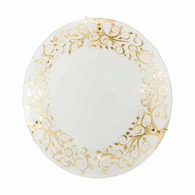 потолочный светильник круглый с орнаментом золотого цвета