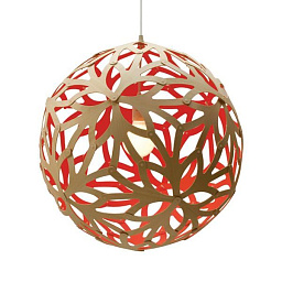 382 Floral David Trubridge Сферический подвесной светильник из фанеры красного оттенка Ø80