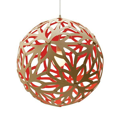 382 Floral David Trubridge Сферический подвесной светильник из фанеры красного оттенка Ø80