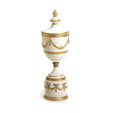 Josephine potiche with festoon and base - white & gold ваза, Villari