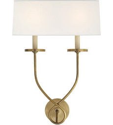 CHD1612AB-L Visual Comfort Symmetric twist настенное бра с двумя текстильными абажурами на латунной арматуре под старину