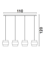 Smokey Glass Brass Gold Metal LED E27 4x12 Watt 100-240 Volt IP20 Bulb Excluded L: 110 W: 18 H: 120 cm