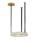 Triac Dimmable Gold Aluminium & Steel K9 Crystal & Black Leather LED 74Watt 220-240Volt 5180Lm IP20 3000K D:63 H:120 cm