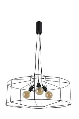 подвесной светильник с геометрическим каркасом и лампой на подвесе