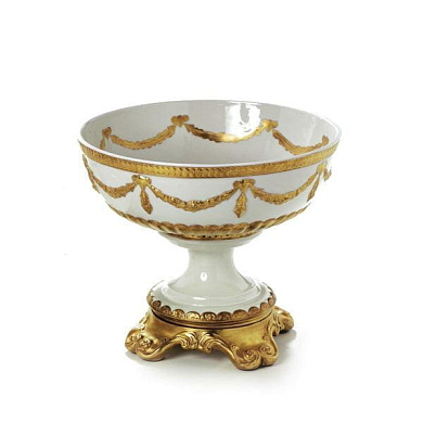 Empire footed fruit bowl - white & gold чаша, Villari