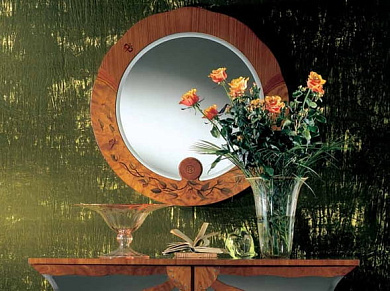 Zebrano Настенное круглое зеркало в раме Carpanelli