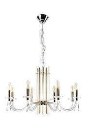 AURELIO SP8 GOLD+CHROME/TRANSPARENT Crystal Lux Aurelio восьмирожковая люстра с прозрачными стеклянными подвесками и металлической основой