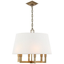 Square Tube Hanging Shade полированная старая латунь с льняным абажуром