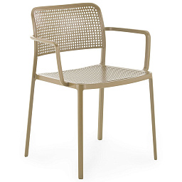 05876BE Kartell Audrey уличный стул с подлокотниками бежевого цвета