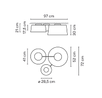 Tube,Ceiling Grey L2, Grey M1, Grey D1 2700K,DALI 1-10V PUSH