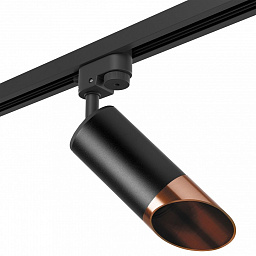 R1T437130 Lightstar Rullo спот на штанге чёрного цвета с золотистым отражателем 50Вт для однофазного шинопровода