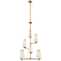 Fontaine Vertical Chandelier позолоченный гипс с льняными абажурами
