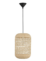Natural Rattan Black Fabric Wire & Base LED E27 1x12 Watt 100-240 Volt IP20 Bulb Excluded D: 24.5 H: 250 cm