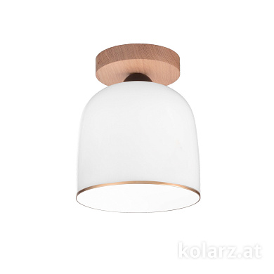 потолочный светильник цилиндрический, белый с деревянной вставкой