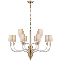 EU-TOB5033 Visual Comfort Vivian подвесная двухъярусная люстра с рожками и текстильными абажурами