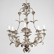 CL0265.SI.SE Compiegne Leaf Chandelier, Distressed Silver, Small, 9 Lights