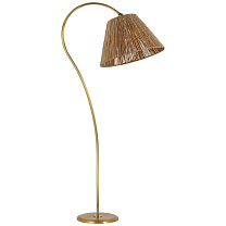 Dume Large Arched Floor Lamp полированная старая латунь с абажуром из натуральной абаки