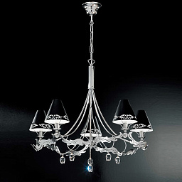 397/5 Chrome Black IDL Fosca люстра с пятью черными плафонами и металлическим каркасом