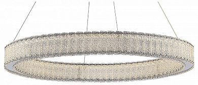 подвесная люстра с большим кольцевым рассеивателем и металлической подвесной системой