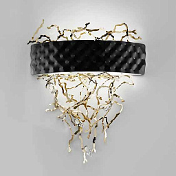 463/1A Black leaf / Light gold IDL Groovy настенный светильник с черным абажуром и золотыми элементами