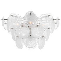 Loire Large Tiered Flush Mount полированный никель с белым стеклом стриэ