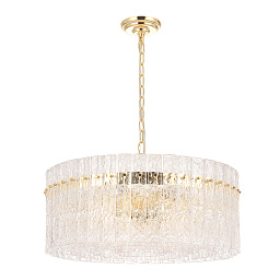 OVIEDO SP12 Crystal Lux OVIEDO подвесная люстра с прозрачными хрустальными подвесками и металлическим каркасом цвета золота