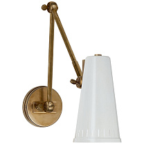 Antonio Adjustable Two Arm Wall Lamp полированная старая латунь с антично-белым абажуром