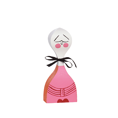 21502702 Wooden Doll Vitra Деревянная фигурка с белым лицом и розовым платьем