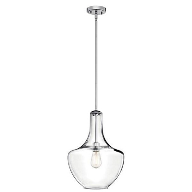 Everly 19.75" 1 Light Bell Pendant Clear Glass Chrome подвесной светильник 42046CH Kichler