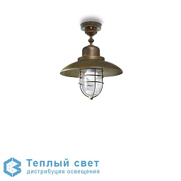 уличный потолочный светильник на цепи с бронзовым корпусом и решёткой