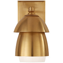Whitman Small Sconce полированная старая латунь с абажуром из старой латуни и белого стекла