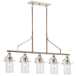 Everett 42" 5 Light Linear Chandelier with Clear Glass Polished Nickel люстра 52379PN Kichler