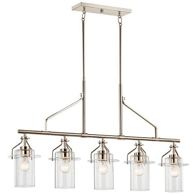 Everett 42" 5 Light Linear Chandelier with Clear Glass Polished Nickel люстра 52379PN Kichler