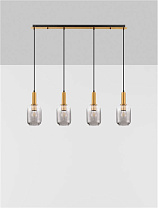Brass Gold Metal Base & Smokey Glass LED E27 4x12Watt 100-240Volt IP20 Bulb Excluded L:107 W:14 H:150 cm