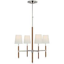 Bryant Small Wrapped Chandelier полированный никель и натуральная кожа с льняными абажурами