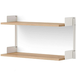 42003 + 42010 + 42007 SINGLE New Works New Works Shelving System настенная дубовая полка с креплением на планках и открытым дизайном