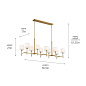 Ali 56.5" 10 Light Linear Chandelier Brushed Natural Brass люстра 52503BNB Kichler — фото 10