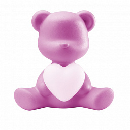 25005FX Qeeboo Teddy настольный светильник в форме медвежонка цвета фуксия с подсвеченным сердцем