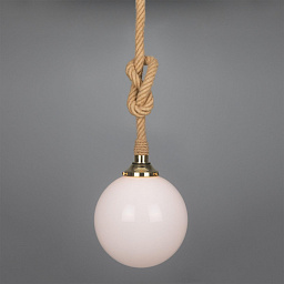 MLBP055 Mullan Lighting Azores подвесной светильник на джутовом канате с опаловым стеклянным шаровым плафоном