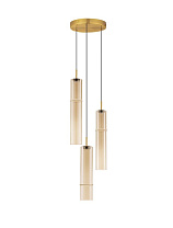 Cognac Glass Glossy Brushed Gold Metal Base LED 9Watt 220-240Volt 540Lm IP20 3000K D:30 H:75-200 cm