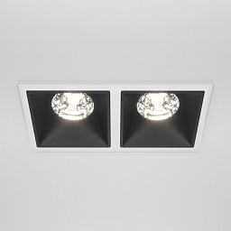 DL043-02-15W4K-SQ-WB Maytoni Alfa LED встраиваемый потолочный светильник с двумя источниками света бело-черного цвета