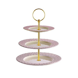 0007842-203 Villari Peacock подставка для торта с тремя ярусами из розового фарфора